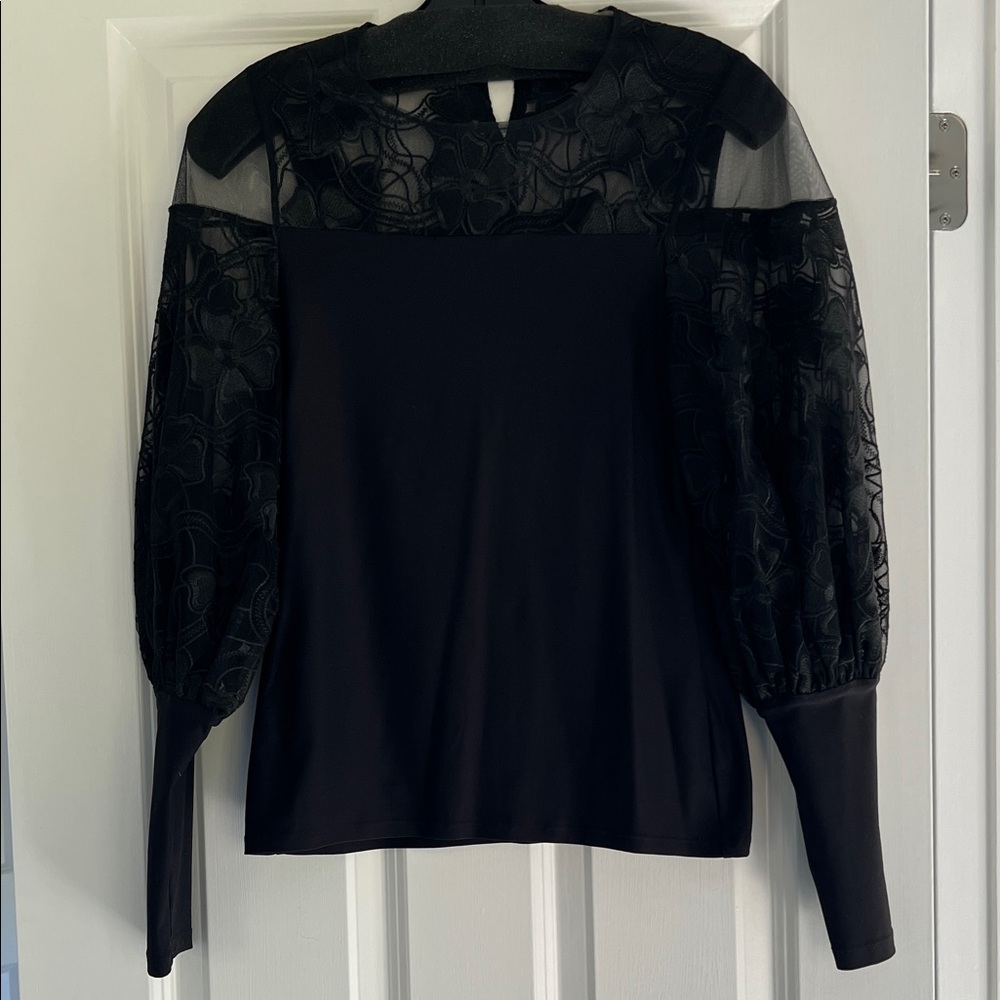 Anne Fontaine Black Sheer Lace Blouse
